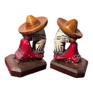 1960S VINTAGE SET OF FOLKART MEXICAN BOOKENDS